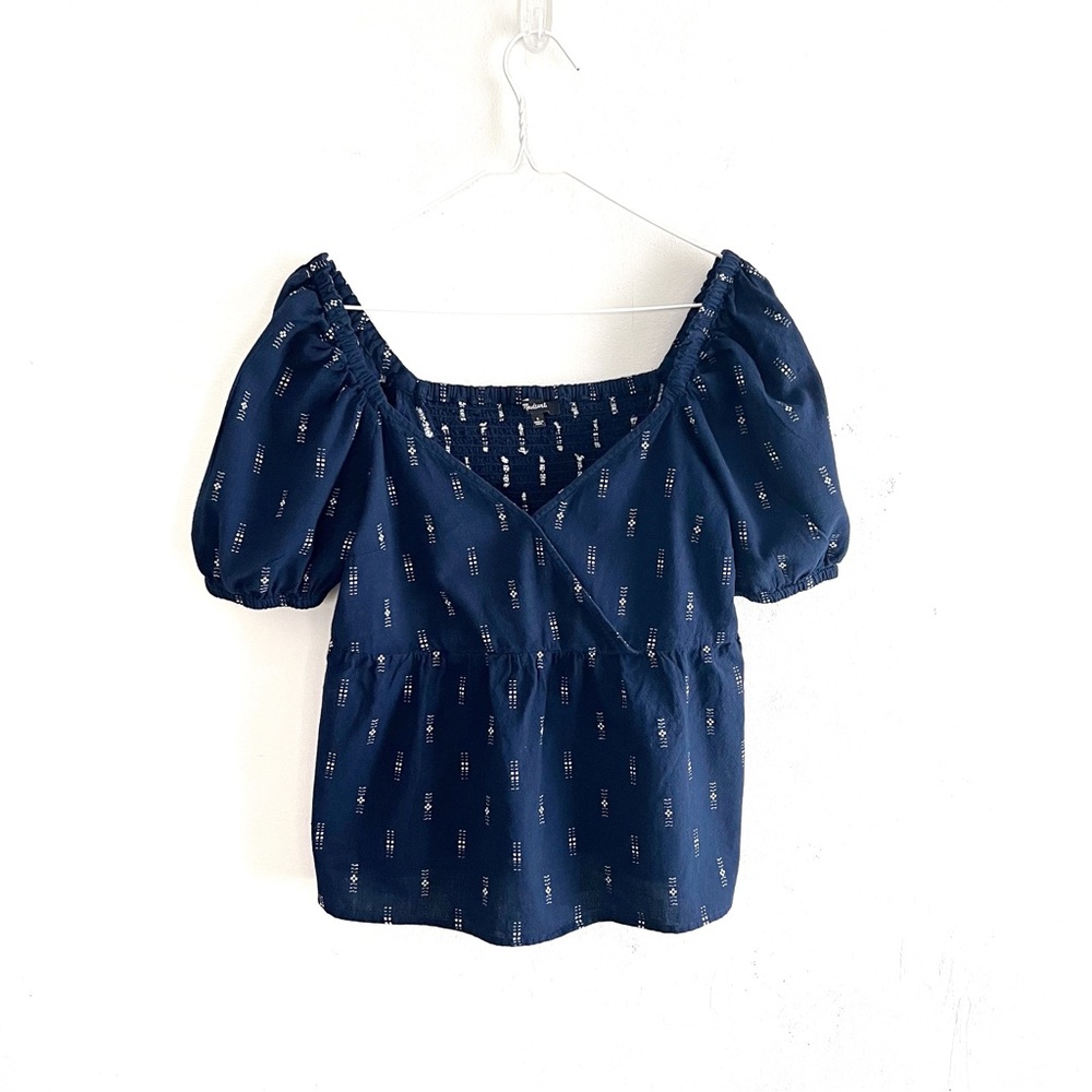 Madewell Jacquard Puff-Sleeve Empire Top